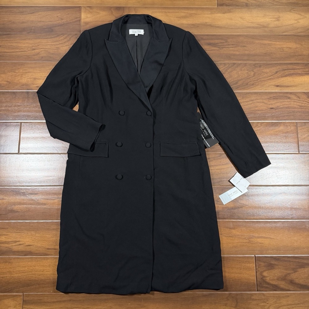 Teri Jon Rickie Freeman Women's Size 14 Black Double Breasted Blazer Dress
